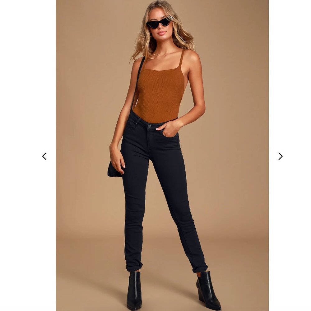 NWT Lulus | Heights Rust Orange Ribbed Strappy Backless Bodysuit L